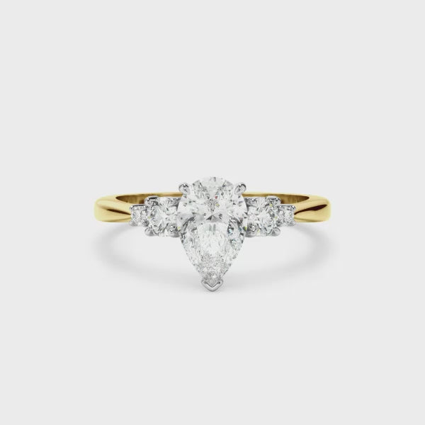 Pear Cut Diamond Five Stone Engagement Ring