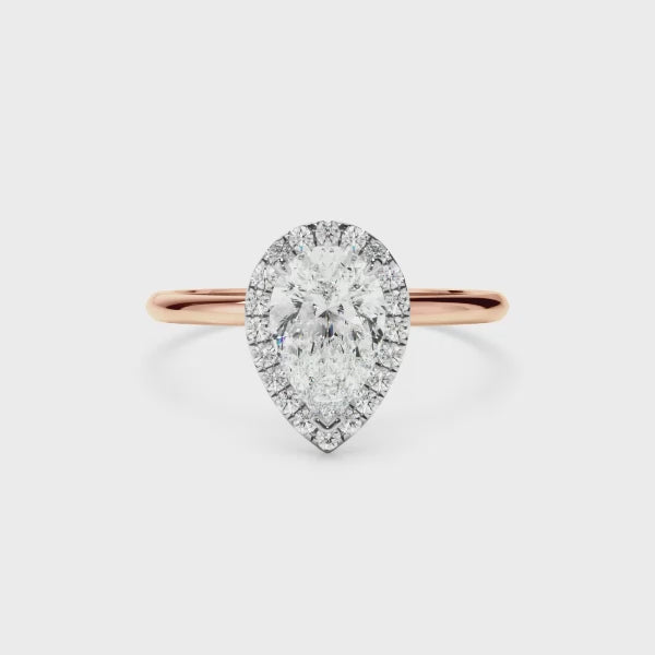 Pear Cut Diamond Halo Engagement Ring