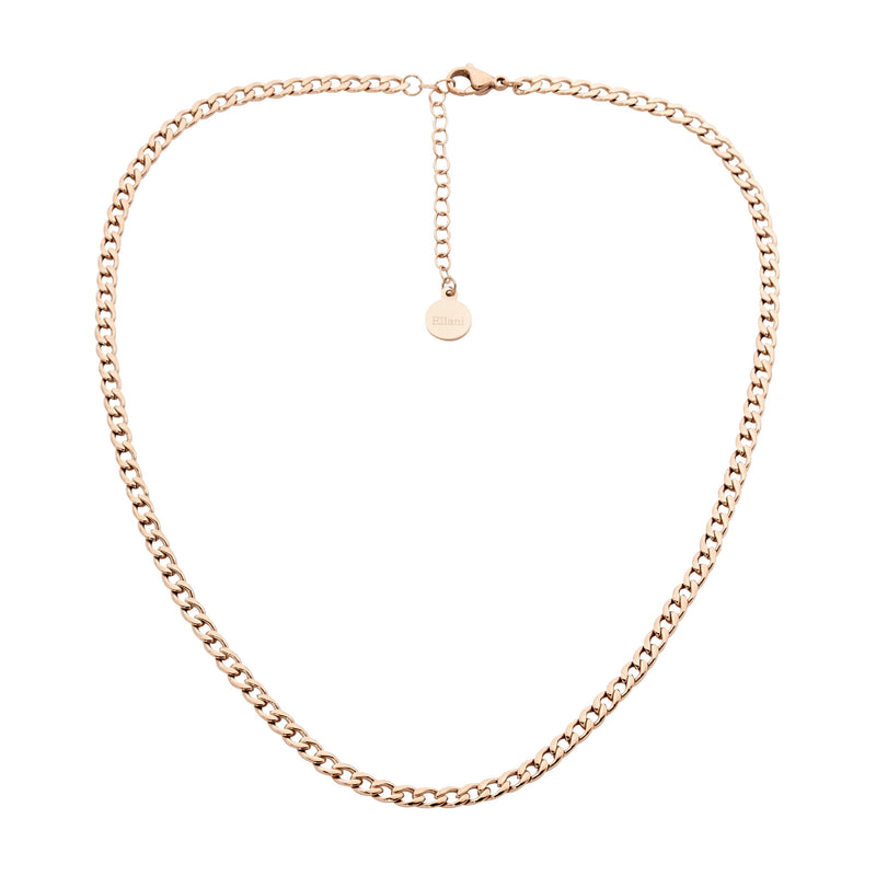 Stainless Steel Curb Chain Necklace 40cm+ Ext. With Rose Gold IP Plating 
