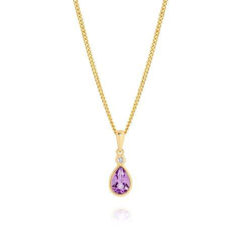 9ct Yellow Gold Amethyst and Cubic Zirconia Pendant