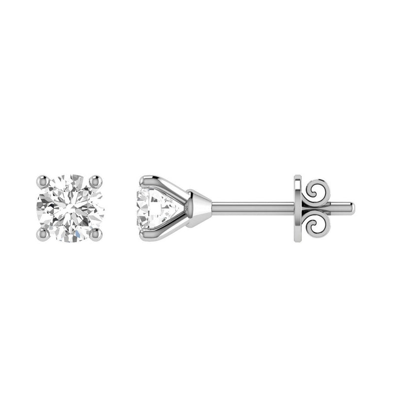 9ct White Gold 0.06ct Diamond 4-Claw Studs