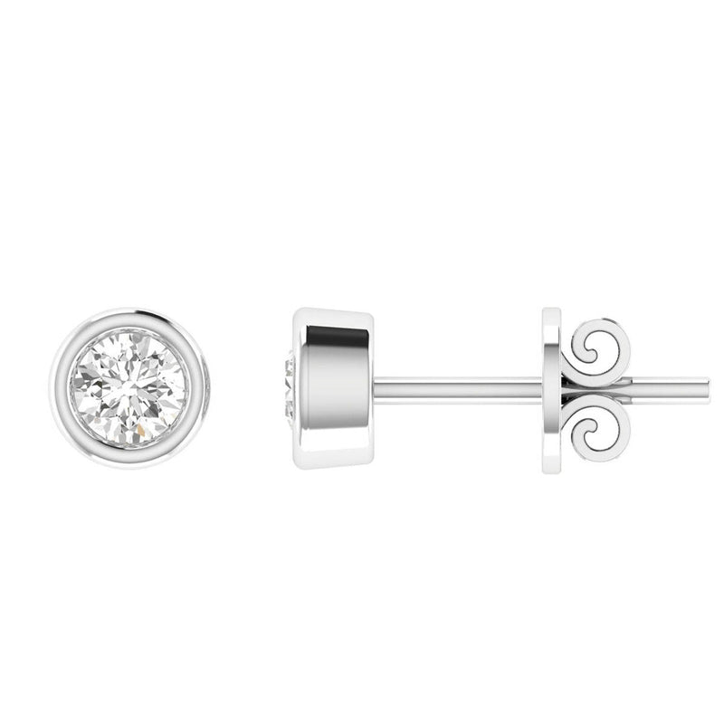 9ct White Gold 0.10ct Diamond Bezel Set Studs